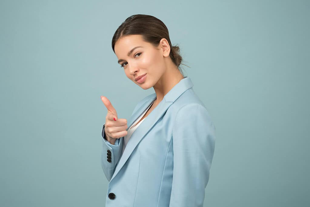 Lady pointing at you