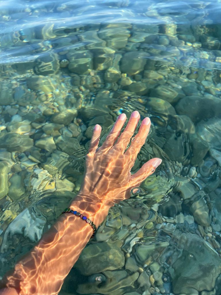 Hand in clear water